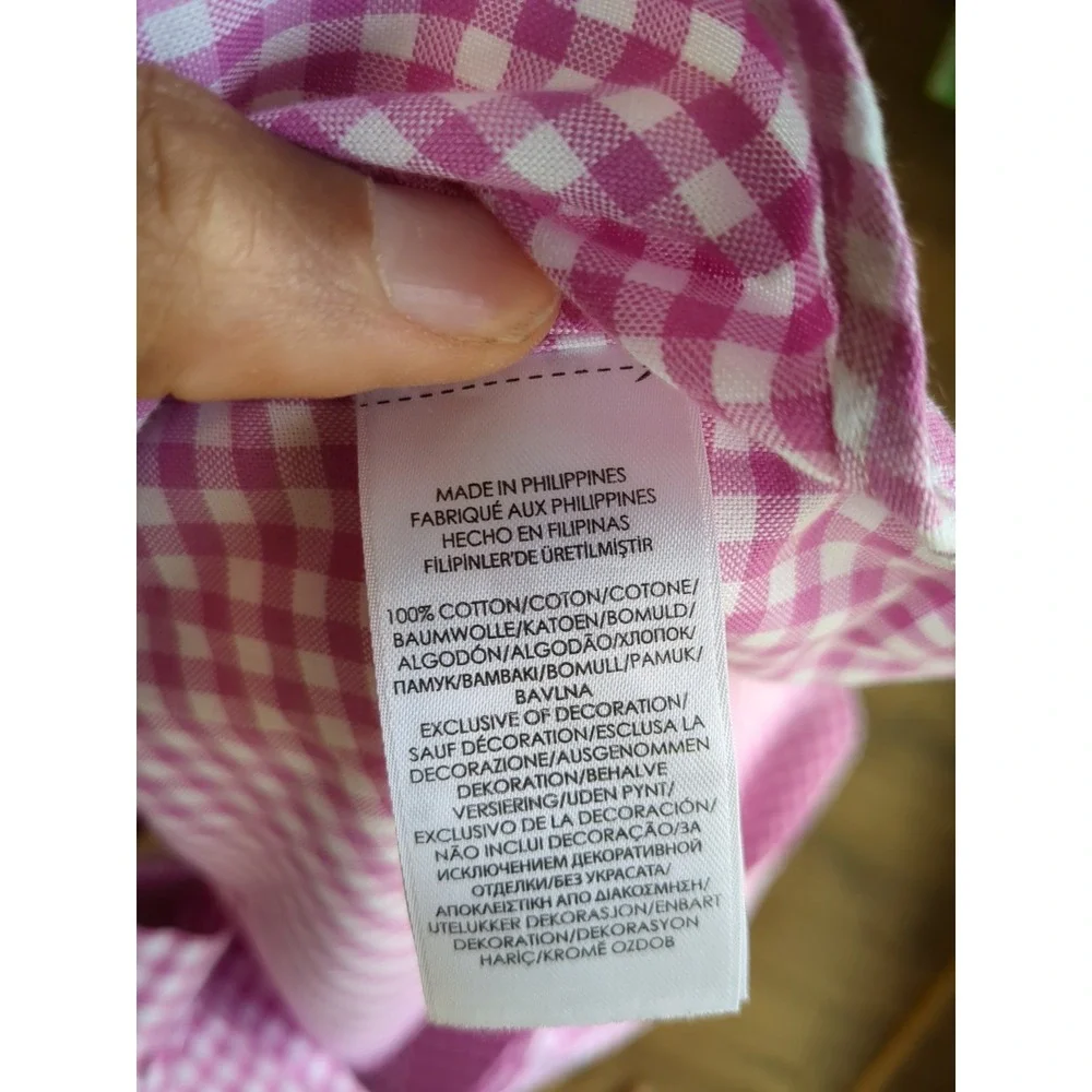 Polo Ralph Lauren Mens L Pink Gingham‎ Long Sleeve Button Shirt Logo - Picture 7 of 9